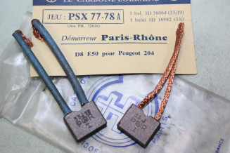 CHARBONS PSX 77-78A pour DEMARREUR PARIS RHONE...PEUGEOT 204 voir descriptif