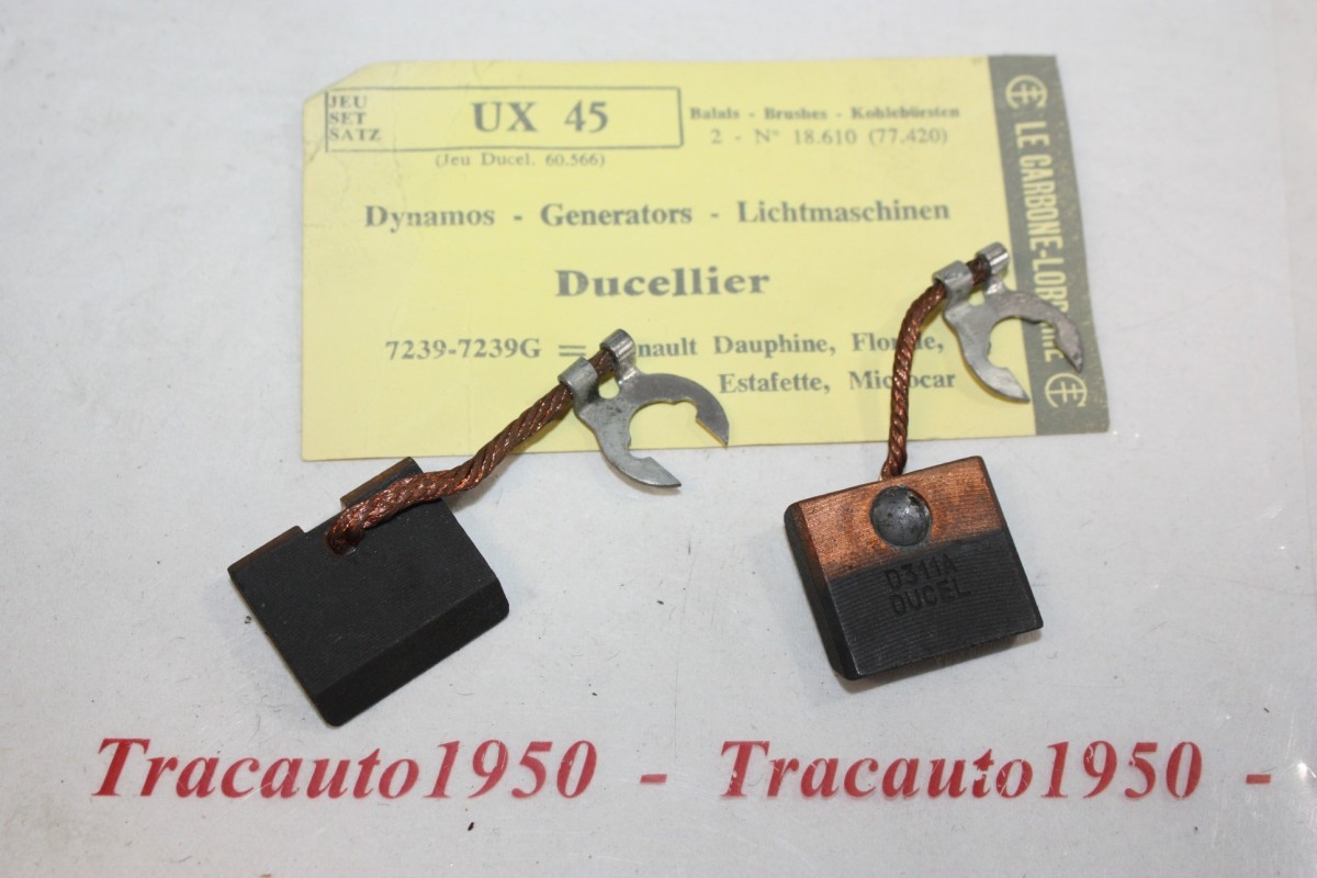 CHARBONS UX 45 POUR DYNAMOS DUCELLIER 6V...DAUPHINE FLORIDE ESTAFET...