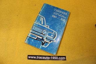 NOTICE D'UTILISATION OU LIVRET DE BORD...SIMCA TALBOT CHRYSLER 160/180 2L