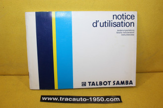 NOTICE D'UTILISATION OU LIVRET DE BORD...SIMCA TALBOT SAMBA