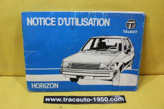 NOTICE D'UTILISATION OU LIVRET DE BORD...SIMCA TALBOT HORIZON