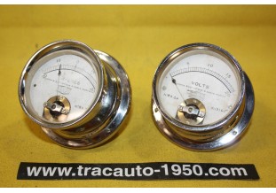 ENSEMBLE AMPEREMETRE/VOLTMETRE SOURIAU Ø 75mm...AUTOS CAMIONS AVANT GUERRE