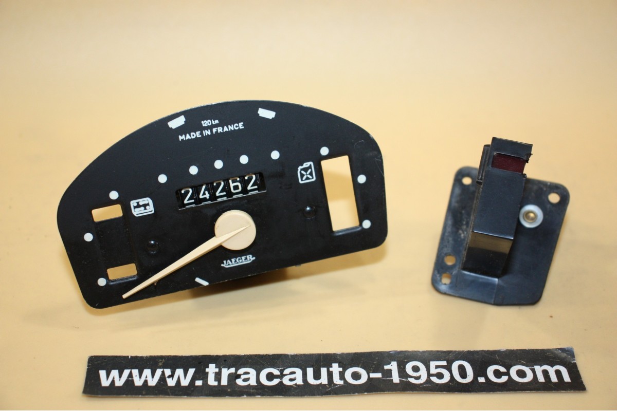 COMPTEUR + JAUGE A ESSENCE  JAEGER 120km/h 6V...RENAULT R3 4L R4 1961/1963
