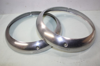 PAIRE DE CERCLAGES DE PHARES DUCELLIER ALU D/18mm...PEUGEOT 203 voir descriptif