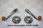 JEU DE 2 MANIVELLES LEVES GLACES DE PORTES + EMBASES...CITROEN TRACTION 11CV 15/6