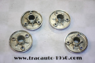 JEU DE 4 EMBASES OU COLLERETTES DE POIGNEES DE PORTES INTERIEURES...RENAULT 4CV DAUPHINE