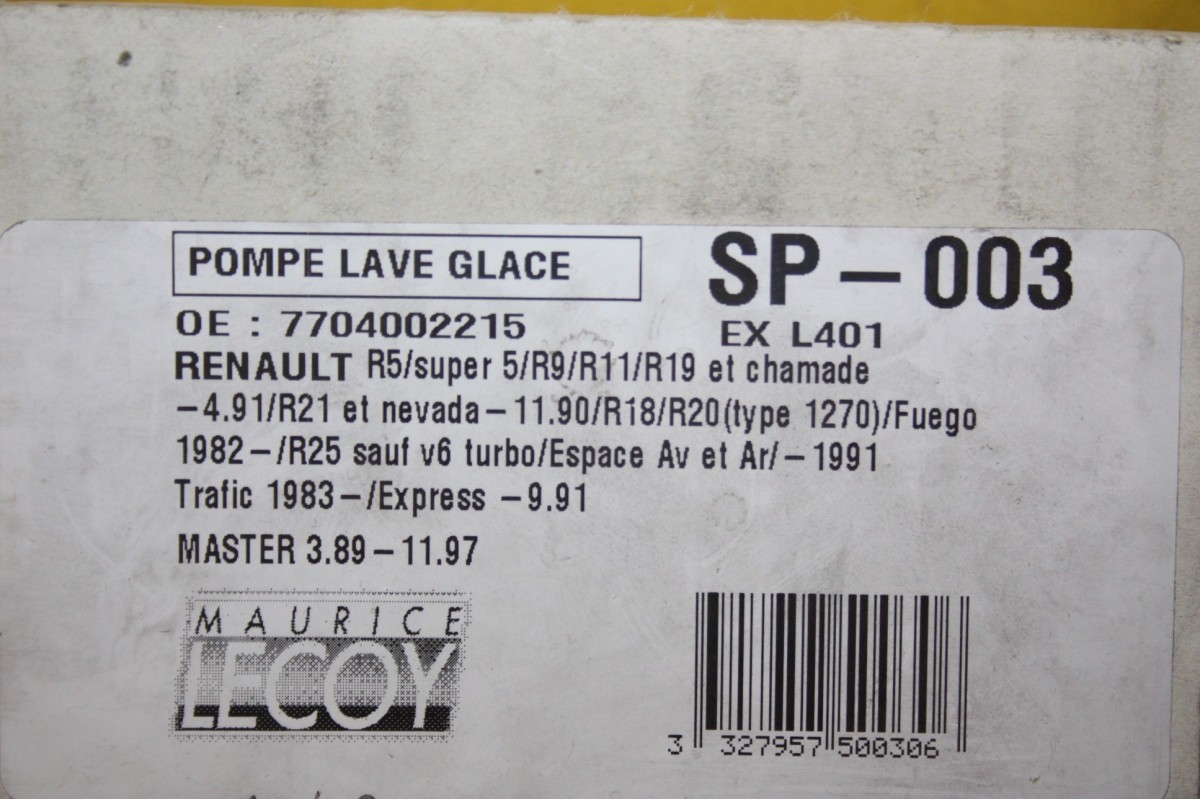 Pompe de Lave Glace SANS Essuie Glace Arrière compatible pour Clio 1 Espace Express Kangoo Safrane Pompe de Lave Glace SANS Essuie Glace Arrière compatible pour Clio 1 Espace Express Kangoo Safrane