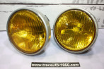 PAIRE D'OPTIQUES DROITS JAUNES HELLA H1/H1 Ø/145mm...BMW E30 PHASE 1
