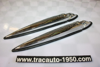 PAIRE DE CHARNIERES DE CAPOT OU COFFRE CHROMEES L/225MM...RENAULT DAUPHINE ALPINE 4CV