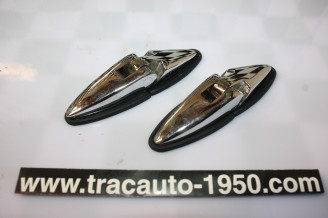 PAIRE DE CHARNIERES DE CAPOT OU COFFRE CHROMEES L/95MM...RENAULT 4CV DAUPHINE ALPINE