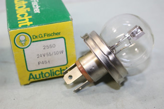 3 AMPOULES CODE/PHARE 24V 55/50W CE P45T FISCHER 2550...CAMIONS TRACTEURS DIVERS