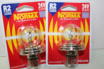 2 AMPOULES CODE/PHARE 24V 55/50W CE P45T NORMA R2...CAMIONS TRACTEURS DIVERS
