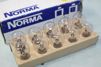BOITE DE 10 AMPOULES STOP 6V 21W BA15 S NORMA 1327...AUTOS ANCIENNES