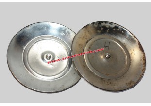 LOT DE 2 ENJOLIVEURS DE ROUE INOX Ø 195MM...RENAULT R4 1ER MODELES