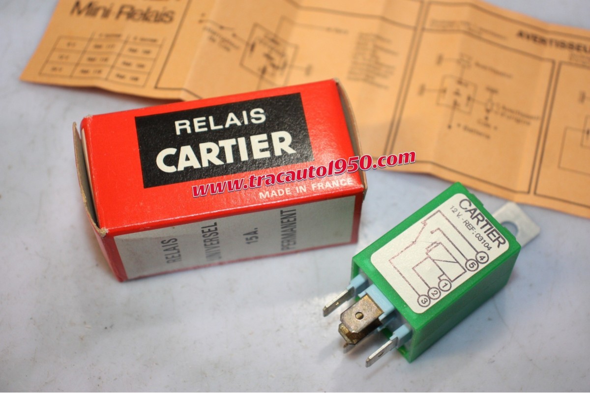 RELAIS UNIVERSEL PERMANENT 12V G. CARTIER 03104 5 BORNES...AUTOS DIVERSES