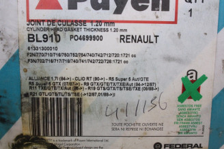 JOINT DE CULASSE CURTY PAYEN 46999 00 BL910...RENAULT ALLIANCE R5 R...