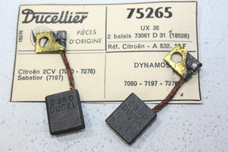 CHARBONS UX 36 POUR DYNAMOS 6/12V DUCELLIER...CITROEN 2CV AMI 6 DYANE 4