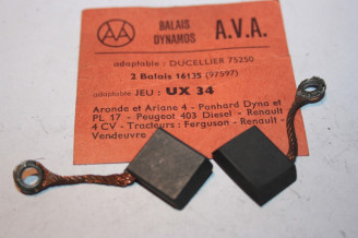 CHARBONS UX 34 POUR DYNAMOS 6/12V DUCELLIER...4CV SIMCA ARONDE PANH...