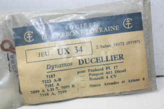 CHARBONS UX 34 POUR DYNAMOS 6/12V DUCELLIER...4CV SIMCA ARONDE PANH...