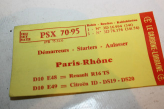 CHARBONS PSX 70-95 POUR DEMARREUR PARIS RHONE...ID DS 403 404 504 R...