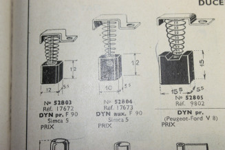 CHARBONS 17673 POUR DYNAMOS DUCELLIER...POUR SIMCA 5 - Tracauto1950