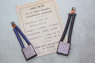 CHARBONS USX 74-75 POUR DEMARREUR 12V DUCELLIER...POUR R15TS R16TS ...