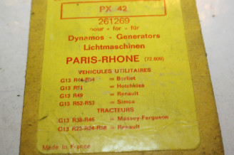 CHARBONS PX 42 POUR DYNAMO 12V PARIS RHONE...CAMIONS TRACTEURS SIMC...