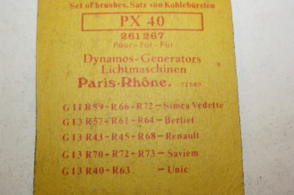 CHARBONS PX 40 POUR DYNAMO 12V PARIS RHONE...SIMCA VEDETTE CAMION S...